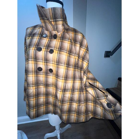 Tahari Arthur S. Levine Wool-Blend Plaid Cape Coat – Size 10. Sale!! - Picture 4 of 15